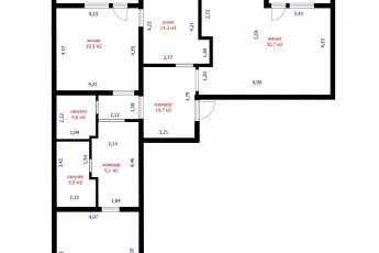 3-к квартира с тремя лоджиями и авторской планировкой на Тургенева, 5