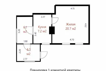 1-комнатная квартира в блокированном жилом доме на Славянской 39